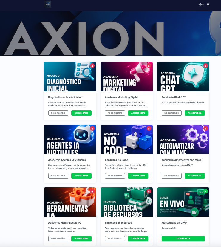 Vista real de la academia AXION por dentro